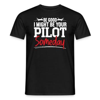 Je pourrais être votre pilote un jour aviateur d’avion - T-shirt homme - noir - Devant - AI Model Male 178 light (178cm)