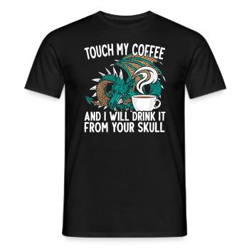 Touch My Coffee Caffeine Addict Dragon Mythique - T-shirt homme - noir - Devant - AI Model Male 178 light (178cm)