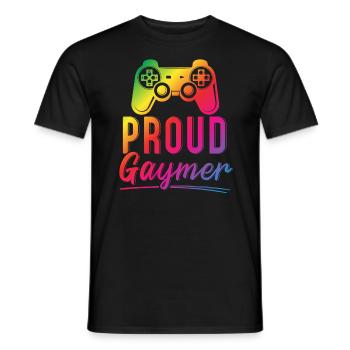 Fier gay LGBTQ LGBT Amateur de jeux vidéo - T-shirt homme - noir - Devant - AI Model Male 178 light (178cm)