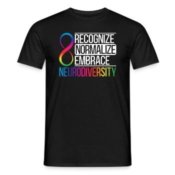 Recognize Normalize Embrace Neurodiversity Autism - Men's T-Shirt - black - Front - AI Model Male 178 light (178cm)