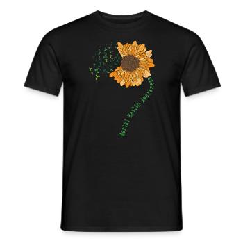 Tournesol santé mentale - T-shirt homme - noir - Devant - AI Model Male 178 light (178cm)