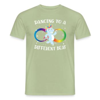 Dancing to Another Beat Neurodiversity ADHD - Men's T-Shirt - sage - Front - AI Model Male 178 light (178cm)