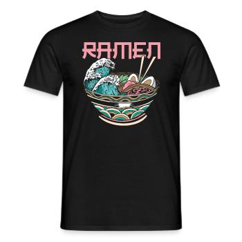 The Great Wave Off Kanagawa Ramen Eater Noodle - Men's T-Shirt - black - Front - AI Model Male 178 light (178cm)
