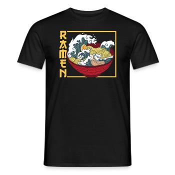 The Great Wave Off Kanagawa Ramen Eater Noodle - Men's T-Shirt - black - Front - AI Model Male 178 light (178cm)