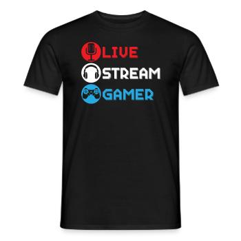 Live Stream Gamer Livestreaming Online Spiel - Männer T-Shirt - Schwarz - Vorne - AI Model Male 178 light (178cm)