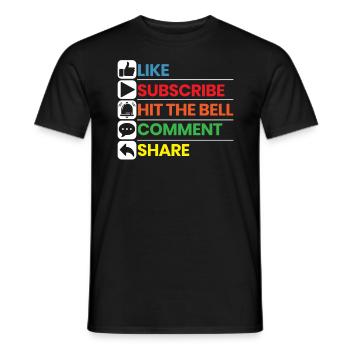 Like Subscribe Hit The Bell Comment Share Streamer - Men's T-Shirt - black - Front - AI Model Male 178 light (178cm)