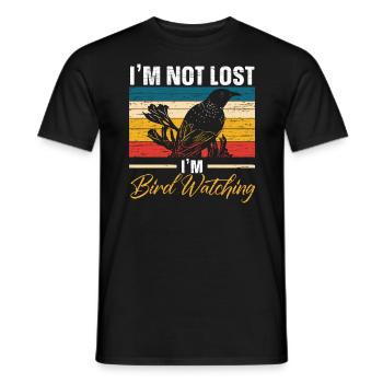 I'm Not Lost I'm Birdwatching Birding Bird Owner - Men's T-Shirt - black - Front - AI Model Male 178 light (178cm)