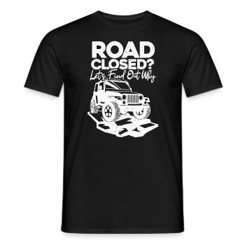 - La route est fermée ? 4x4 hors route - T-shirt homme - noir - Devant - AI Model Male 178 light (178cm)