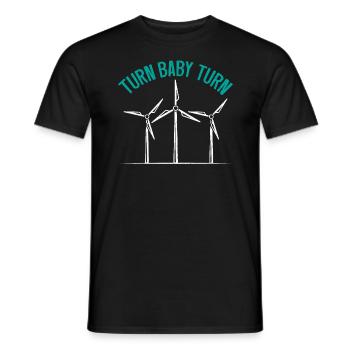 Turn Baby Turn Wind Turbine Technicians - Men's T-Shirt - black - Front - AI Model Male 178 light (178cm)