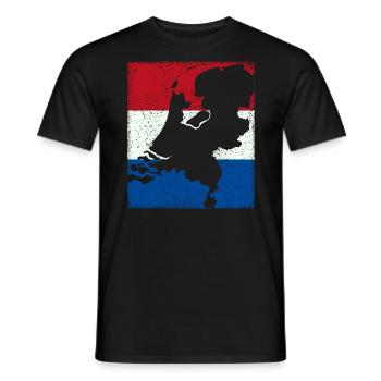 Niederlande Flagge mit Karte / Umriss - Männer T-Shirt - Schwarz - Vorne - AI Model Male 178 light (178cm)