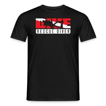 Rescue Diver Dive Down Aquaholic Scuba Diving - Men's T-Shirt - black - Front - AI Model Male 178 light (178cm)