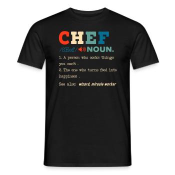 Drôle de chef Description Cuisine culinaire Cuisson - T-shirt homme - noir - Devant - AI Model Male 178 light (178cm)