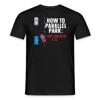 Comment se garer en parallèle ailleurs en voiture - T-shirt homme - noir - Devant - AI Model Male 178 light (178cm)