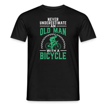 Never Underestimate An Old Man With A Bicycle - Men's T-Shirt - black - Front - AI Model Male 178 light (178cm)