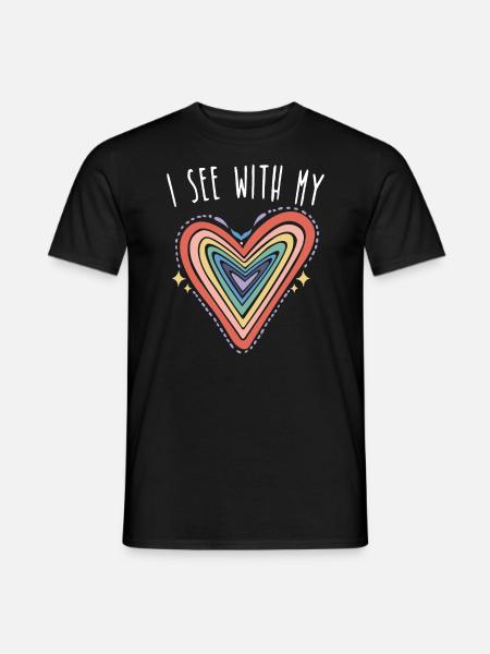 Blindenschrift Herz Sehbehindertes blindes Bewusstsein - Männer T-Shirt - Schwarz