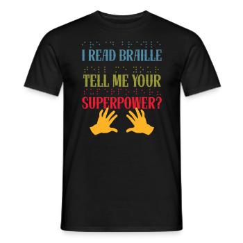 Je peux lire le braille Déficience visuelle - T-shirt homme - noir - Devant - AI Model Male 178 light (178cm)