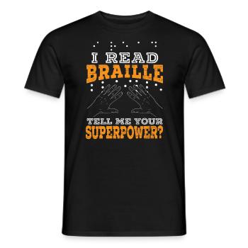 Je peux lire le braille Déficience visuelle - T-shirt homme - noir - Devant - AI Model Male 178 light (178cm)