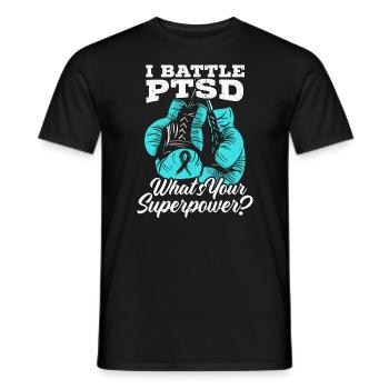 Je lutte contre le SSPT Licorne Stress post-traumatique SSPT - T-shirt homme - noir - Devant - AI Model Male 178 light (178cm)