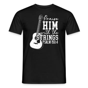 Lobe ihn mit den Saiten Gitarren Musiker - Männer T-Shirt - Schwarz - Vorne - AI Model Male 178 light (178cm)