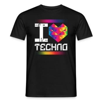J’aime la musique techno Raver - T-shirt homme - noir - Devant - AI Model Male 178 light (178cm)