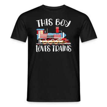 Dieser Junge liebt Züge Lover Eisenbahnlokomotive - Männer T-Shirt - Schwarz - Vorne - AI Model Male 178 light (178cm)