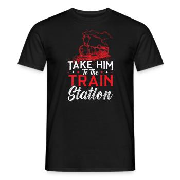 Bringen Sie Ihn Zur Bahnhof Lokomotive Lokführer - Männer T-Shirt - Schwarz - Vorne - AI Model Male 178 light (178cm)