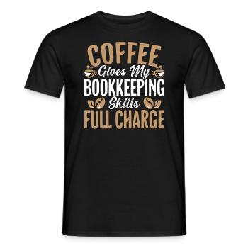 Coffee Keeps My Bookkeeping Skills Full Charge - Men's T-Shirt - black - Front - AI Model Male 178 light (178cm)