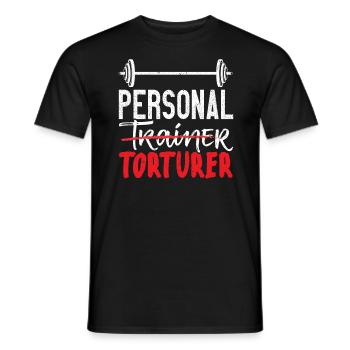Personal Torturer Bodybuilder Fitness Workout - Men's T-Shirt - black - Front - AI Model Male 178 light (178cm)