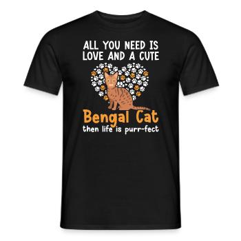 A Cute Bengal Cat Then Life Is Purr-fect Kitty - Men's T-Shirt - black - Front - AI Model Male 178 light (178cm)