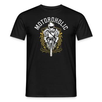 Motoroholic Motorrad Motorrad Automobil - Männer T-Shirt - Schwarz - Vorne - AI Model Male 178 light (178cm)