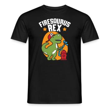 Firesaurus Rex Fireman Fire Firefighter Dinosaur - Men's T-Shirt - black - Front - AI Model Male 178 light (178cm)