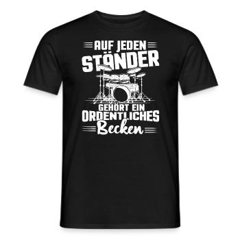 Schlagzeug Auf jeden Ständer gehört ein Becken - Männer T-Shirt - Schwarz - Vorne - AI Model Male 178 light (178cm)