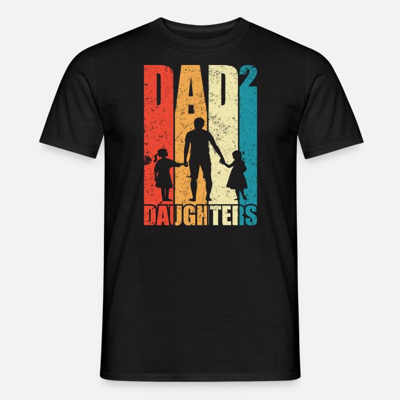 Dad Hoch 2 Papa Hoch 2 Töchter Vatertag Geschenk - Männer T-Shirt - Schwarz