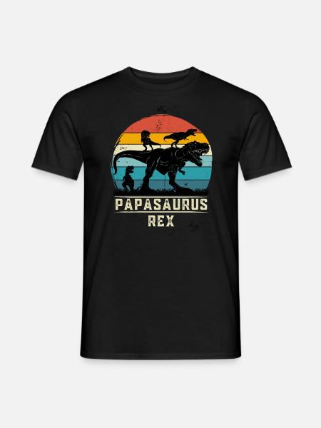 Papasaurus rex Papa T-Rex 3 enfants - T-shirt homme - noir