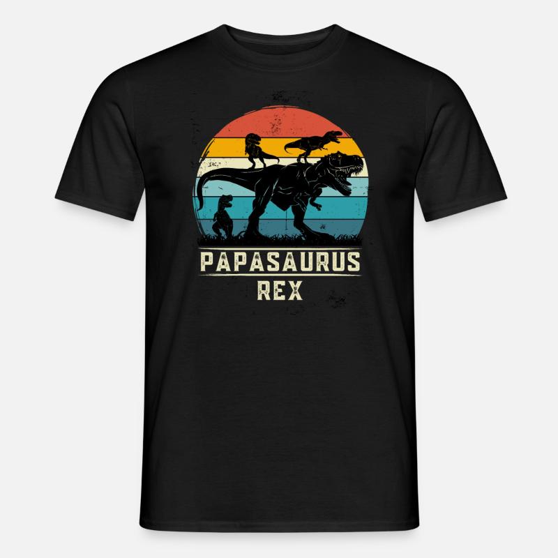 Papasaurus rex Papa T-Rex 3 Kinder - Männer T-Shirt - Schwarz