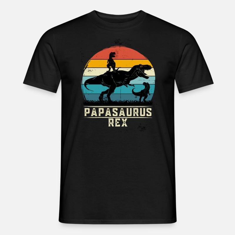 Papasaurus rex papa t-rex Vater - Männer T-Shirt - Schwarz