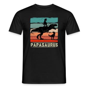 Papasaurus papa t-rex 2 Kinder - Männer T-Shirt - Schwarz - Vorne - AI Model Male 178 light (178cm)