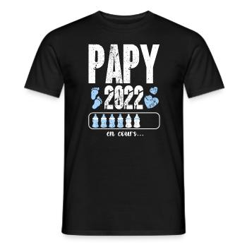 futur papy papi annonce grossesse 2022 - T-shirt homme - noir - Devant - AI Model Male 178 light (178cm)