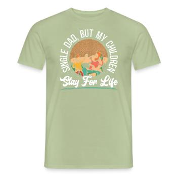 Single Dad But My Children Stay For Life Daddy - Men's T-Shirt - sage - Front - AI Model Male 178 light (178cm)