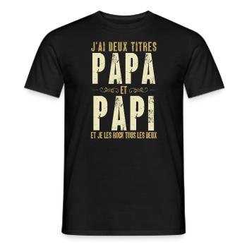 Papa papi rock vintage - T-shirt homme - noir - Devant - AI Model Male 178 light (178cm)