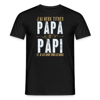 Cadeau papa papi rock - T-shirt homme - noir - Devant - AI Model Male 178 light (178cm)