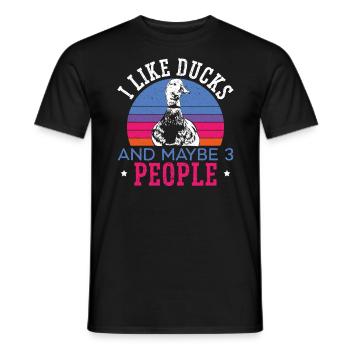 J’aime les canards et peut-être 3 personnes duckling duck - T-shirt homme - noir - Devant - AI Model Male 178 light (178cm)
