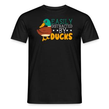 Facilement distrait par duck duckling duck lover - T-shirt homme - noir - Devant - AI Model Male 178 light (178cm)