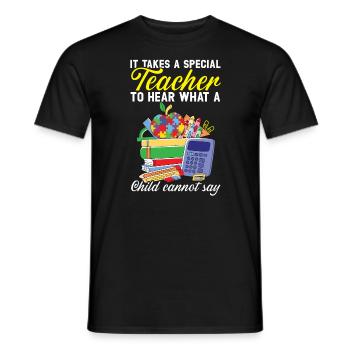 Un enseignant spécial pour entendre ce qu’un enfant ne peut pas dire - T-shirt homme - noir - Devant - AI Model Male 178 light (178cm)