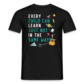 Chaque enfant peut apprendre de la même manière que - T-shirt homme - noir - Devant - AI Model Male 178 light (178cm)