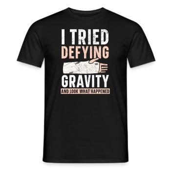 J’ai essayé de défier la gravité Récupération de la main cassée - T-shirt homme - noir - Devant - AI Model Male 178 light (178cm)