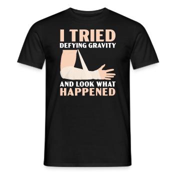 J’ai essayé de défier la gravité Récupération de la main cassée - T-shirt homme - noir - Devant - AI Model Male 178 light (178cm)
