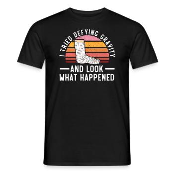 I Tried Defying Gravity Broken Leg Injury Recovery - Men's T-Shirt - black - Front - AI Model Male 178 light (178cm)