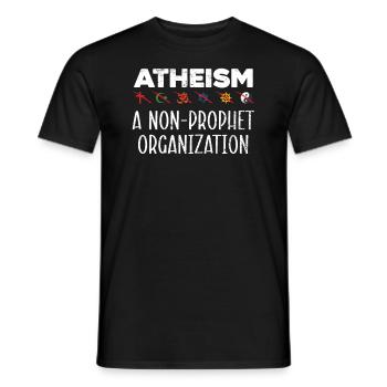 Atheism A Non-Prophet Organization Atheist - Men's T-Shirt - black - Front - AI Model Male 178 light (178cm)