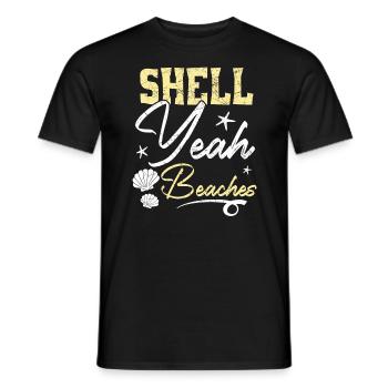 Shell Yeah Beaches Beachcombing Beachcomber - Men's T-Shirt - black - Front - AI Model Male 178 light (178cm)